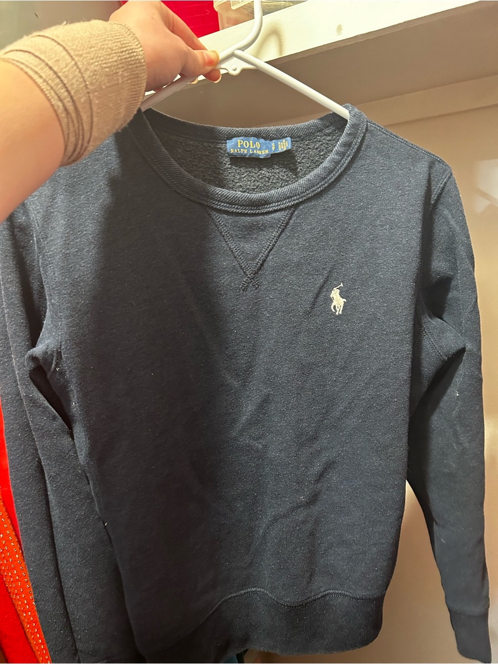 Ralph Lauren Navy Blue Crewneck Sweatshirt with Embroidered Pony